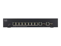 Cisco Small Business SF302-08PP - Commutateur - C3 - Géré - 8 x 10/100 (PoE+) + 2 x SFP Gigabit combiné - Ordinateur de bureau, Montable sur rack - PoE+ (62 W) SF302-08PP-K9-EU