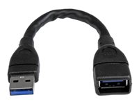 StarTech.com Câble d'extension USB 3.0 de 15cm - Rallonge / Prolongateur USB A vers A - Répéteur USB 3.0 - M/F - Noir - Rallonge de câble USB - USB type A (F) pour USB type A (M) - USB 3.0 - 15.2 cm - moulé - noir - pour P/N: 35FCREADBU3, HB30A4AIB, HB30C4AIB, HB31C4AB, SU2DUPERA11, USB3SAA3MBK USB3EXT6INBK