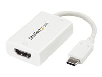 StarTech.com USB C HDMI - Adaptateur USB-C vers HDMI - 4K 60 Hz - USB Power Delivery - Convertisseur USB Type-C - M/F - Blanc - Adaptateur vidéo externe - USB-C - HDMI - blanc CDP2HDUCPW