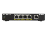 NETGEAR GS305P - Commutateur - non géré - 5 x 10/100/1000 (4 PoE) - de bureau, fixation murale - PoE (55.5 W) GS305P-100PES