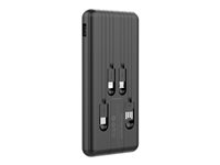 DLH - Banque d'alimentation - 10000 mAh - 10 Watt - 2 A - 4 connecteurs de sortie (USB, Micro-USB de type B, Lightning, 24 pin USB-C) - sur le câble : Micro-USB - noir DY-BE5075