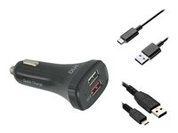 DLH DY-AU2861B - Adaptateur d'alimentation pour voiture - 20 Watt - 3 A - QC 3.0 - 2 connecteurs de sortie (USB) - noir DY-AU2861B