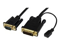 StarTech.com 6 ft DVI to VGA Active Converter Cable - DVI-D to VGA Adapter - Digital DVI to Analog VGA w/ built-in 6ft Cable - 1920x1200 (DVI2VGAMM6) - Convertisseur vidéo - DVI - VGA - noir DVI2VGAMM6