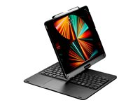 Urban Factory LUMEE - Clavier et étui (étui de protection) - avec pavé tactile - backlit - sans fil - Bluetooth 5.1 - AZERTY - noir clavier, noir étui - pour Apple 12.9-inch iPad Pro (3ème génération, 4ème génération) RCI12UF