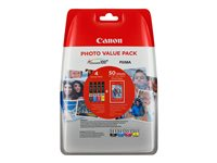 Canon CLI-551 C/M/Y/BK Photo Value Pack - Pack de 4 - 7 ml - noir, jaune, cyan, magenta - original - coque avec sécurité - réservoir d'encre/kit papiers - pour PIXMA iP8750, iX6850, MG5550, MG5650, MG5655, MG6450, MG6650, MG7150, MG7550, MX725, MX925 6508B006