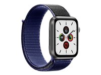 Puro - Bracelet de montre pour montre intelligente - convient aux poignets de 140 - 220 mm - bleu foncé et noir - pour Apple Watch (42 mm, 44 mm, 45 mm) PUROAWBNYL44DBL