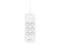 Belkin Connect - Protection contre les surtensions - avec ports USB-C et USB-A - AC - connecteurs de sortie : 6 - 2 m cordon SRB002CA2M