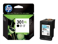 HP 301XL - 8 ml - à rendement élevé - noir - original - cartouche d'encre - pour Deskjet 1050A J410, 1051A J410, 10XX, 10XX J410, 15XX, 2000, 2050 J510, 2050A J510, 2054A J510, 25XX, 3000, 3050 J610, 3050A J611, 3052A J611, 3054A J611, 3055A J611, 3057A J611, 3059A J611, 3510; Envy 450X, 553X; Officejet 26XX, 46XX CH563EE#UUS