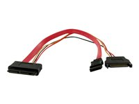 StarTech.com Cable adaptateur Micro SATA vers SATA avec alimentation SATA de 30 cm - Cordon d'alimentation Micro SATA vers SATA - Câble SATA - Serial ATA 150/300/600 - Micro SATA (R) pour SATA, alimentation SATA - 30 cm - rouge MCSATAF12S